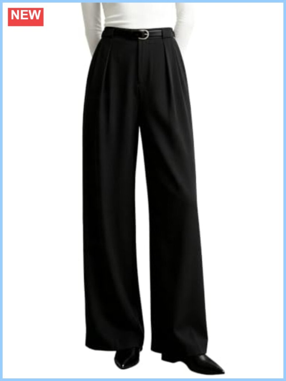 Wide Leg Dress Pants High Waisted Pleated Front Business Casual Palazzo - Picture 3 of 6